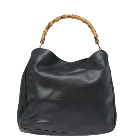 GUCCI Bamboo Hand Bag Leather 2way Black 001 1781 1577 0 Auth 78792 - Picture 2 of 16